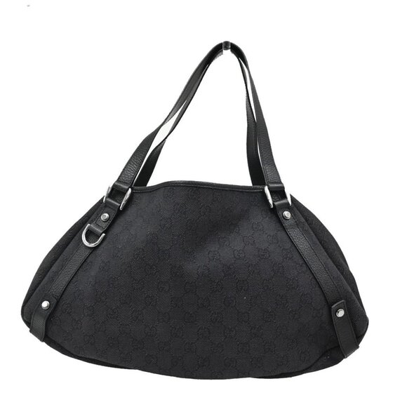 GUCCI GG Pattern Abbey Shoulder Bag Leather canvas Black SHW Italy 76KB625 - Picture 1 of 15